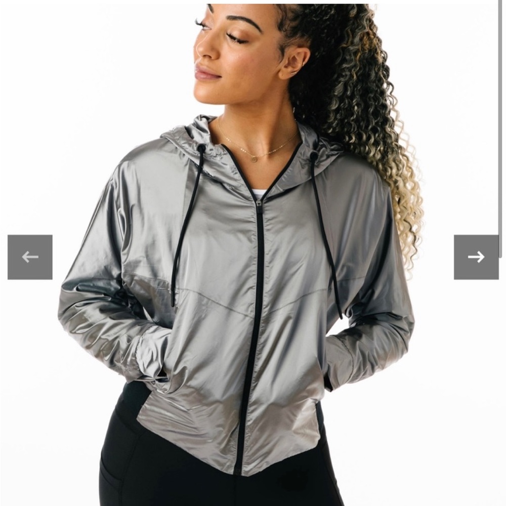 Zyia Active Full Zip Lightweight Silver Galaxy hoodie Jacket size XS.